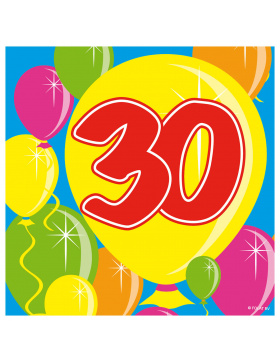 30. Geburtstag Servietten mit Ballons 25x25 cm - 20...