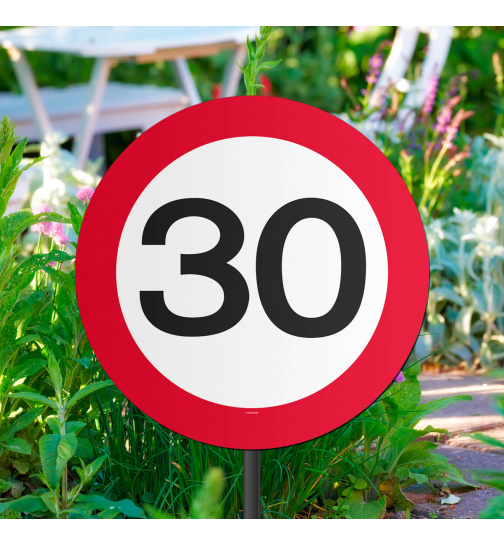 30. Geburtstag Gartenstecker Verkehrsschild - 26x52 cm