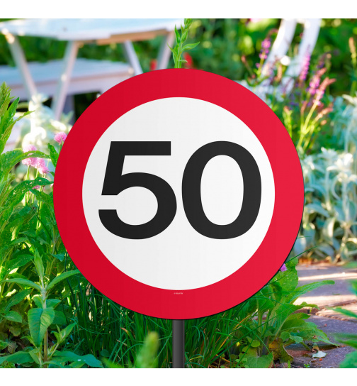 50. Geburtstag Gartenstecker Verkehrsschild - 26x52 cm