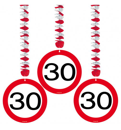 30. Geburtstag Hängedeko Verkehrsschild - 3 Stück