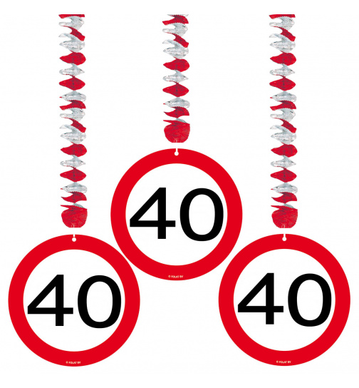 40. Geburtstag Hängedeko Verkehrsschild - 3 Stück