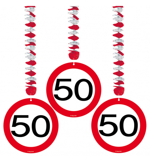 50. Geburtstag Hängedeko Verkehrsschild - 3 Stück