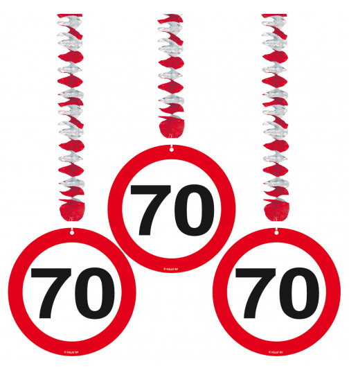 70. Geburtstag Hängedeko Verkehrsschild - 3 Stück