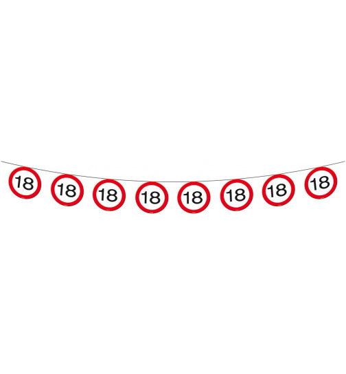 18. Geburtstag Girlande Verkehrsschild  - 12 Meter