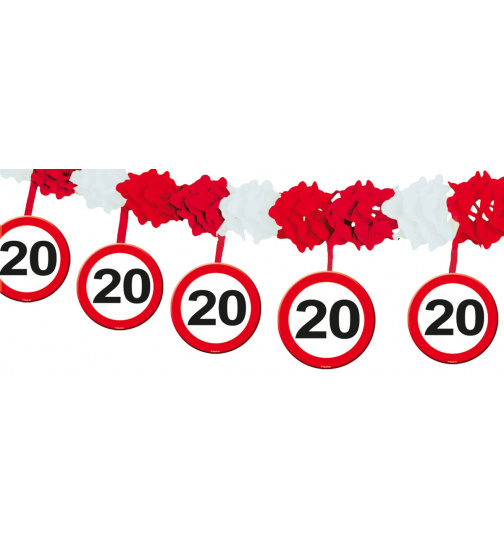 20. Geburtstag Girlande Verkehrsschild mit Hängern