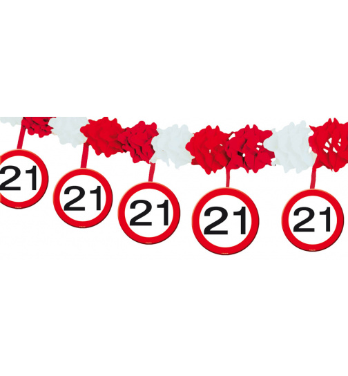 21. Geburtstag Girlande Verkehrsschild mit Hängern
