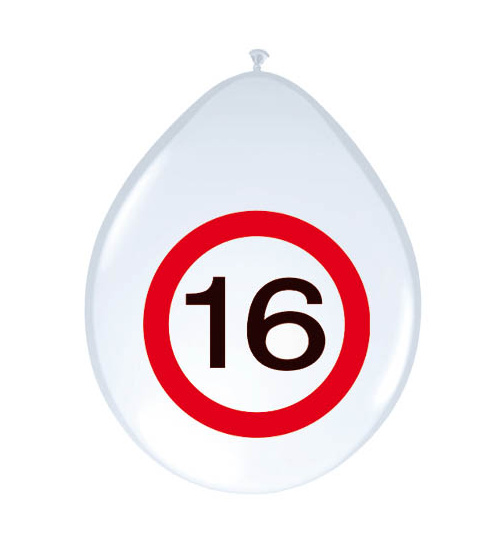 16. Geburtstag Ballons Verkehrsschild - 8 Stück