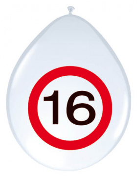 16. Geburtstag Ballons Verkehrsschild - 8 Stück