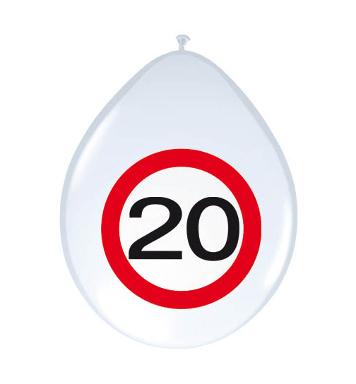 20. Geburtstag Ballons Verkehrsschild - 8 Stück