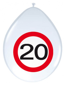 20. Geburtstag Ballons Verkehrsschild - 8 Stück