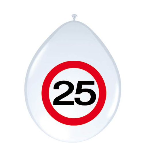25. Geburtstag Ballons Verkehrsschild - 8 Stück