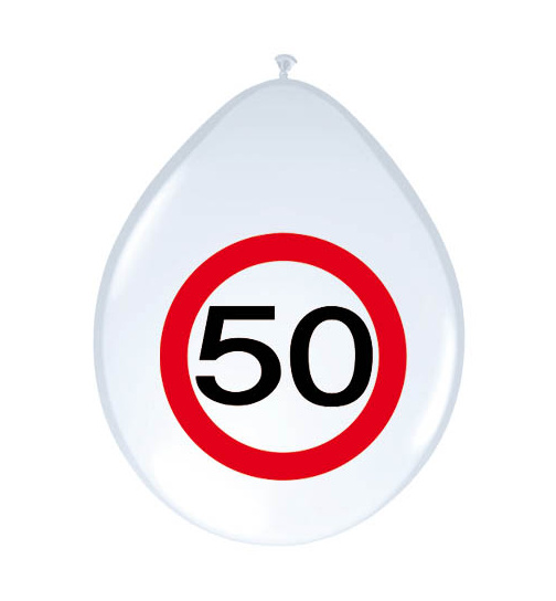 50. Geburtstag Ballons Verkehrsschild - 8 Stück