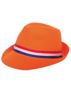 Filzhut Orange mit rot-weiß-blauem Band