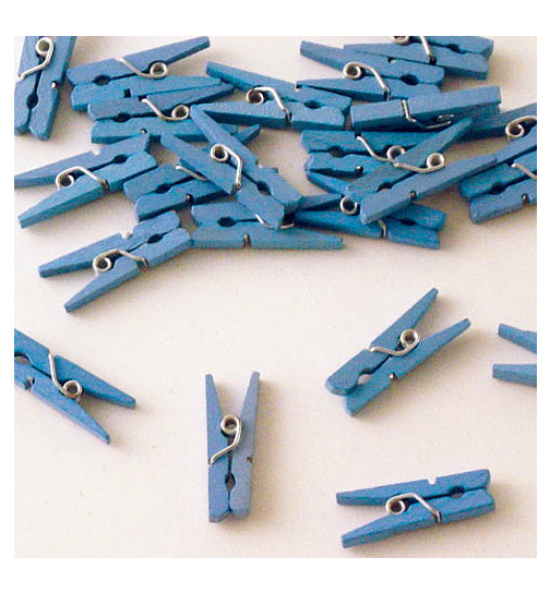 Miniklammern / Holzklammern Blau - 24 Stück
