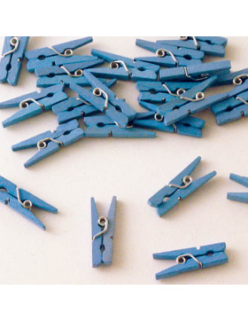 Miniklammern / Holzklammern Blau - 24 Stück