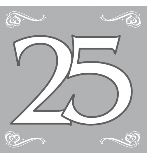 Silberhochzeit / 25. Geburtstag Servietten Silber 33x33 cm - 20 Stück