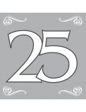 Silberhochzeit / 25. Geburtstag Servietten Silber 33x33...