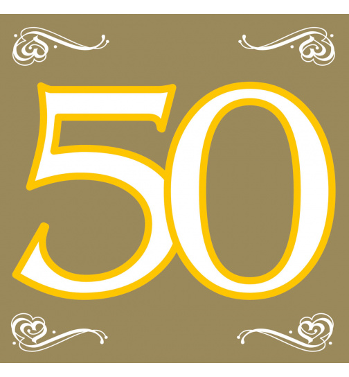 Goldhochzeit / 50. Geburtstag Servietten Gold 33x33 cm - 20 Stück