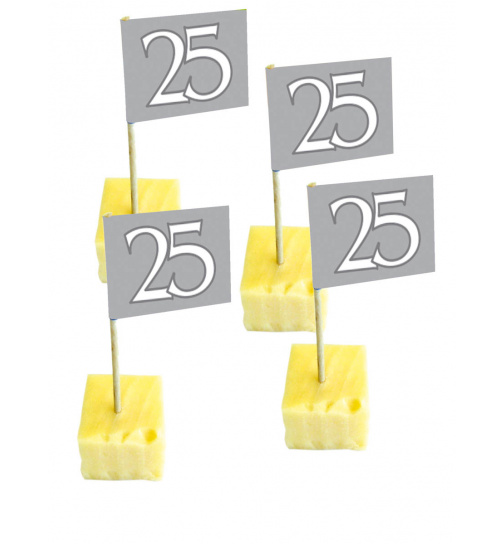 Silberhochzeit / 25. Geburtstag  Partypicker Silber - 50 Stück