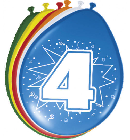 4. Geburtstag Ballons - 8 Stück
