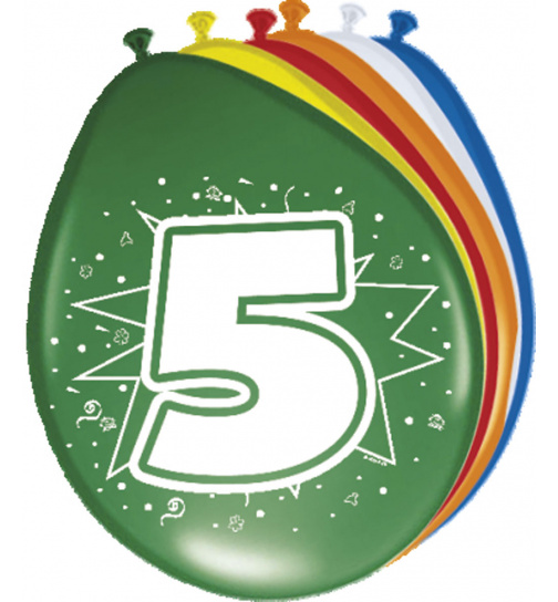 5. Geburtstag Ballons verschiedene Farben - 8 Stück