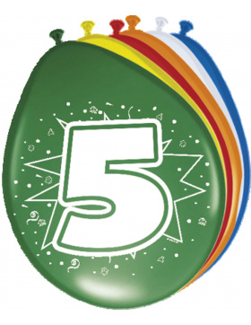 5. Geburtstag Ballons verschiedene Farben - 8 Stück