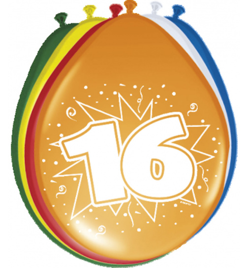 16. Geburtstag Ballons  30 cm - 8 Stück