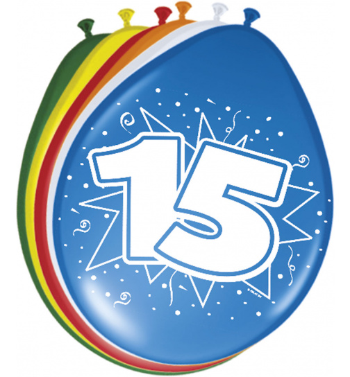 15. Geburtstag Ballons  30 cm - 8 Stück