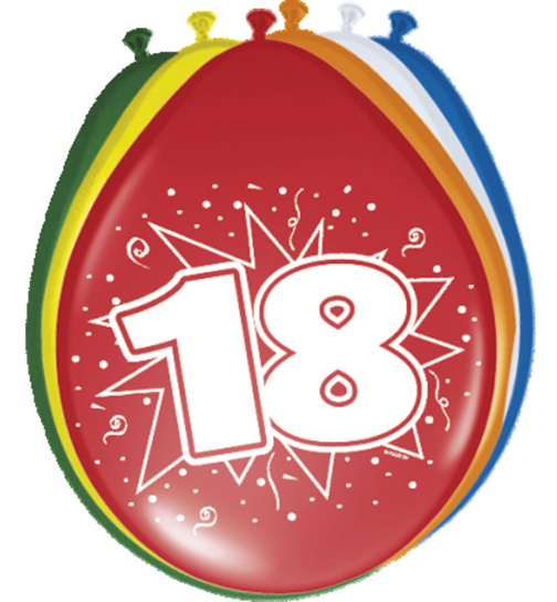 18. Geburtstag Ballons  30 cm - 8 Stück