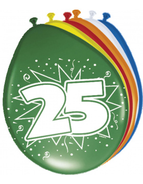 25. Geburtstag Ballons  30 cm - 8 Stück