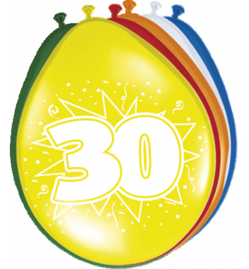 30. Geburtstag Ballons  30 cm - 8 Stück