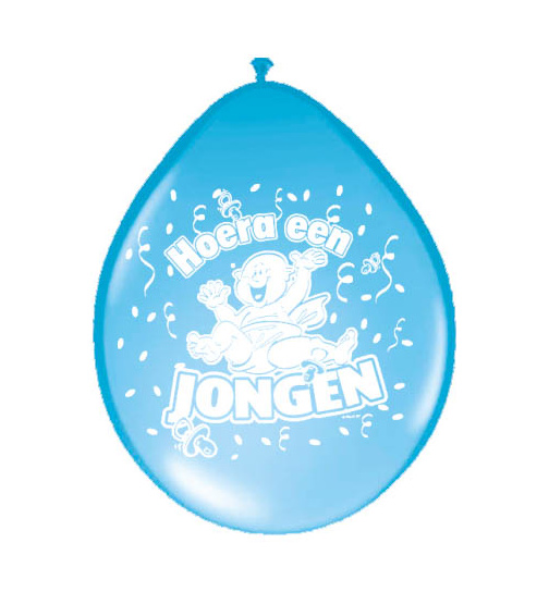 Geburtsballons - Hurra ein Junge (NL) - 8 Stück