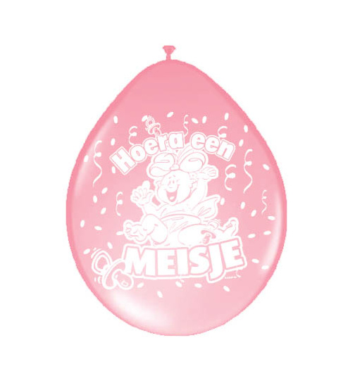 Geburtsballons - Hurra ein Mädchen (NL) - 8 Stück