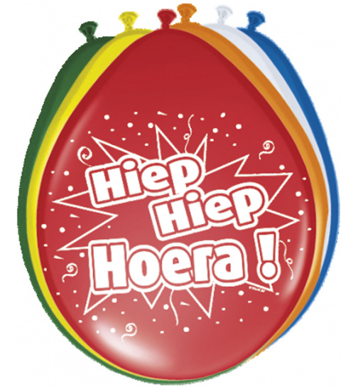 Hipp, hipp, hurra Geburtstagsballon - 8 Stück