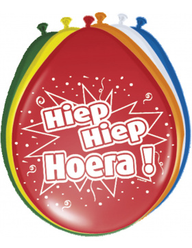 Hipp, hipp, hurra Geburtstagsballon - 8 Stück