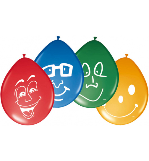 Fröhliche Gesichter Ballons - 8 Stück