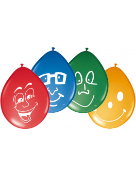 Fröhliche Gesichter Ballons - 8 Stück