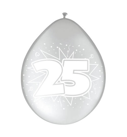 Silberhochzeit / 25. Geburtstag Ballons Silber - 8 Stück
