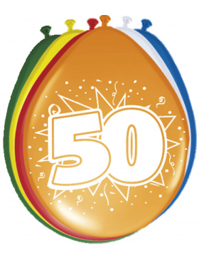 50. Geburtstag Ballons verschiedene Farben - 8 Stück