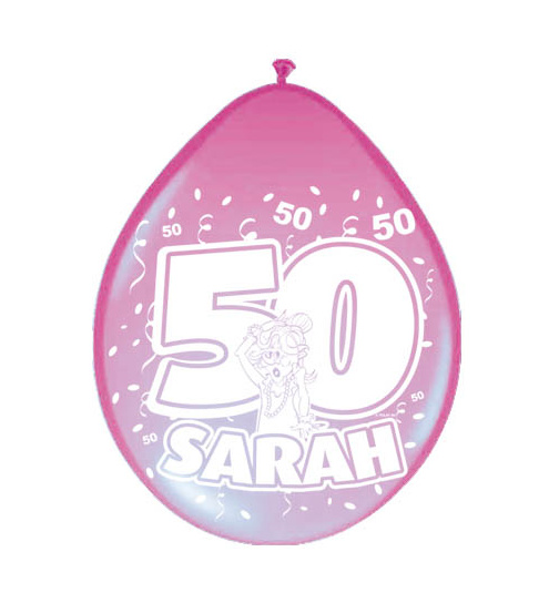 50. Geburtstag Ballons Sarah 30 cm - 8 Stück