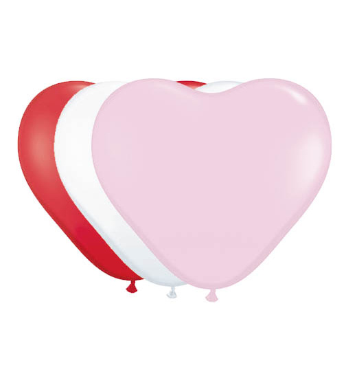 Herzförmige Ballons verschiedene Farben - 10 inch/25 cm - 8 Stück