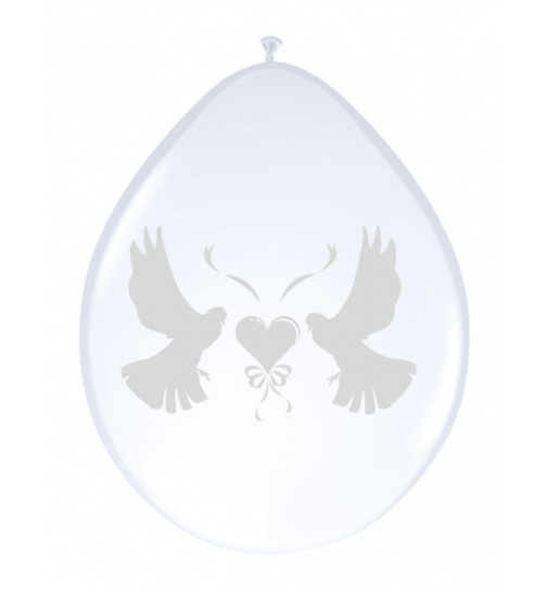 Romantische Ballons mit Tauben Hochzeit Weiß - 8 Stück