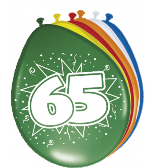 65. Geburtstag Ballons verschiedene Farben - 8 Stück