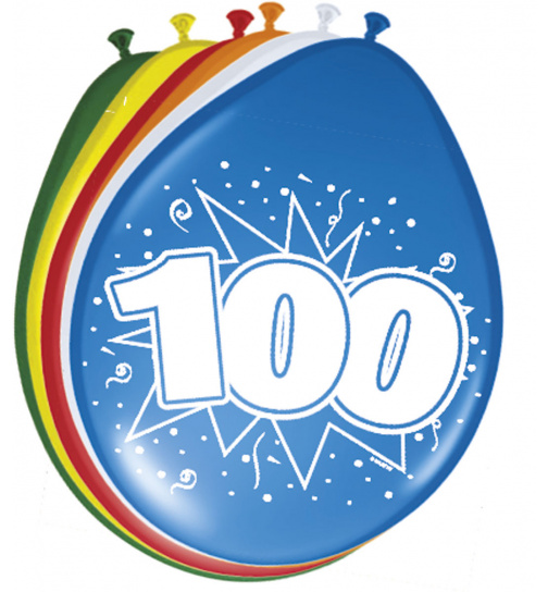 100. Geburtstag Ballons 30 cm - 8 Stück