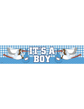 Geburt Junge Folienbanner - 2,5 Meter x 11 cm