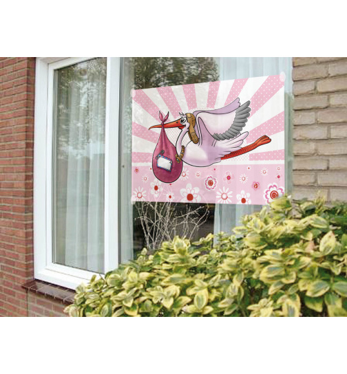 Fensterfahne Geburt Mädchen - 60x90 cm