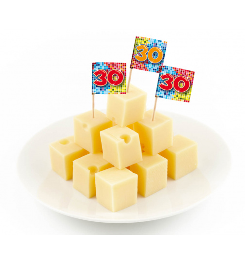 30. Geburtstag Partypicker Fähnchen Bunt - 24 Stück