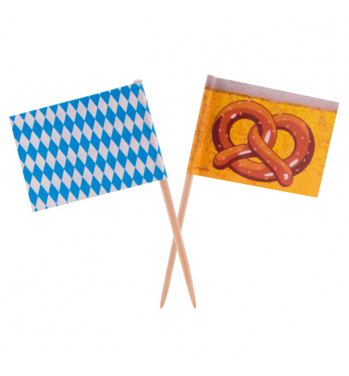 Oktober Bierfest Partypicker mit Fähnchen - 50 Stück