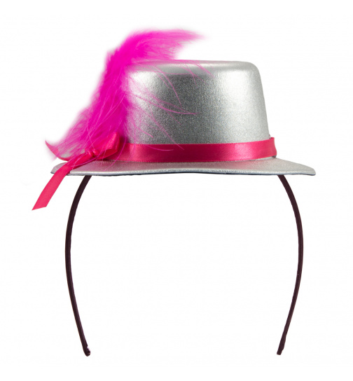 Haarreif mit Hut Silber Metallic