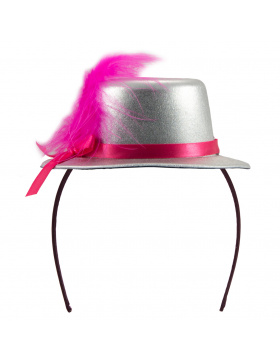 Haarreif mit Hut Silber Metallic